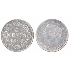 Nfld 1896 5¢ ICCS AU58. Nice type coin.