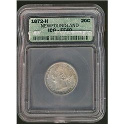 Nfld 1872H 20¢ ICG EF40.