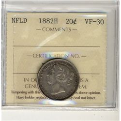 Nfld 1882H 20¢ ICCS VF30.