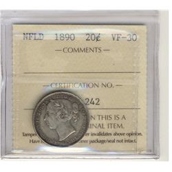 Nfld 1890 20¢ ICCS VF30.