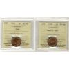 Image 1 : 1920 1¢ Sml & 1942 ICCS MS64RD.  Lot of 2 coins.