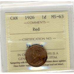1926 1¢ ICCS MS63RD.  Key issue.