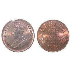 1930 1¢ ICCS MS65RD. A superior example with virtually full red lustre. A rare date.
