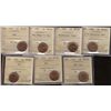 Image 1 : 1944, 1947 ML Blt 7, ML Ptd 7, 1948 A To, 1950, 1952 & 1953 NSF 1¢ ICCS MS64RD.  Lot of 7 Coins.