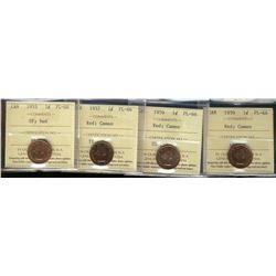 1955 SF 1¢, 1957 & 1959(2) ICCS PL65.  Lot of 4 coins, 1959 designated Cameo's.