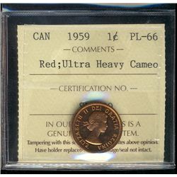 1959 1¢ ICCS PL66 Ultra Heavy Cameo.