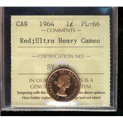 1964 1¢ ICCS PL66 Ultra Heavy Cameo.
