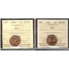 Image 1 : 1966 1¢ & 1967 ICCS MS66RD.  Lot of 2 coins.