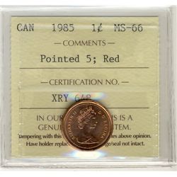 1985 1¢ Ptd 5 ICCS MS66RD.