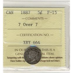 1887 5¢ ICCS 7 OV 7 ICCS F15.