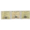 Image 1 : 1902 5¢, 1903 & 1903H Sml H ICCS EF40.  Lot of 3 coins.