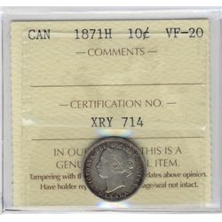 1871H 10¢ ICCS VF20.