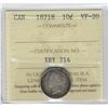Image 1 : 1871H 10¢ ICCS VF20.