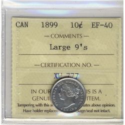 1899 10¢ Lg 9's ICCS EF40.