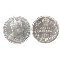 1904 10¢ ICCS AU58.  Designated with planchet flaw.  Should be viewed.