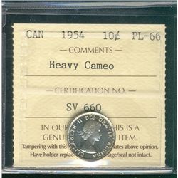 1954 10¢ ICCS PL66 Heavy Cameo.