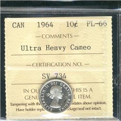 1964 10¢ ICCS PL66 Ultra Heavy Cameo.