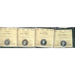 1964 10¢, 1965(2) & 1966 ICCS PL66 Heavy Cameo.  Lot of 4 coins.