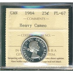 1964 25¢ ICCS PL67 Heavy Cameo.