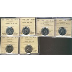 2008 25¢ Freestyle Skiing, figure Skating, Snowboarding, 2009 Cross Country Skiing, Speed Skiing & C