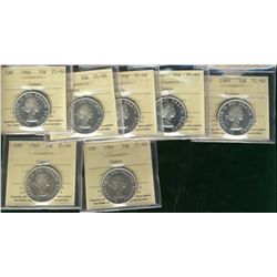 1964 50¢ ICCS PL66 Cameo.  Lot of 7 coins.