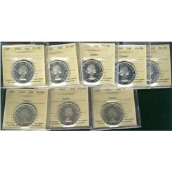 1964 50¢ ICCS PL66 Cameo.  Lot of 8 coins.