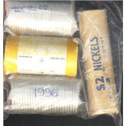 1996 50¢, 2002 & 2008 along with 1967 5¢ BU rolls.  Lot includes 3 rolls of 50¢ and one 5¢.