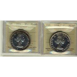 1958 & 1959 $1 ICCS PL66.  Lot of 2 coins.