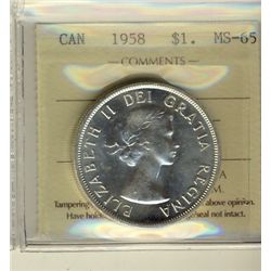 1958 $1 ICCS MS65.  Blast white.