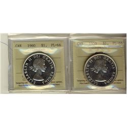 1959 & 1960 $1 ICCS PL66 Cameo.  Lot of 2 coins.