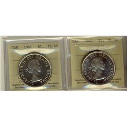 1960 & 1961 $1 ICCS PL66 Cameo.  Lot of 2 coins.