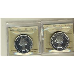 1963 & 1964 $1 ICCS PL66 Cameo.  Lot of 2 coins.