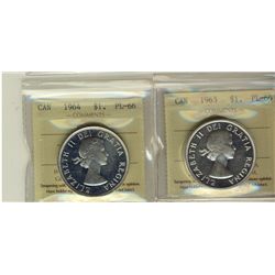 1963 & 1964 $1 ICCS PL66 Cameo.  Lot of 2 coins.