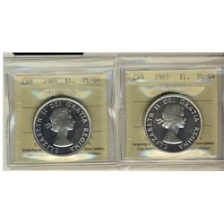 1963 & 1964 $1 ICCS PL66 Cameo.  Lot of 2 coins.