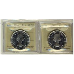 1964 Cameo & 1964 Missing Dot $1 ICCS PL66.  Lot of 2 coins.