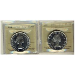 1964 Cameo & 1964 Missing Dot $1 ICCS PL66.  Lot of 2 coins.