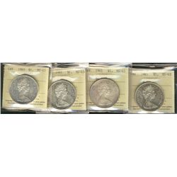 1965 $1 Type V ICCS MS63.  Lot of 4 coins.