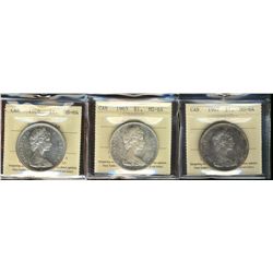 1966 $1, 1965 Type V & 1967 ICCS MS64.  Lot of 3 coins.