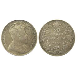 1907 25¢ PCGS MS63.  Attractive green shades.