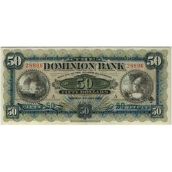 The Dominion Bank 1925 $50 #28896 CH-220-22-04 PMG VF25, very clean and bright. Only two examples gr