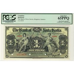 The Bank of Nova Scotia 1900 1£ Kingston, Jamaica CH-550-38-02-02S. PCGS Gem UNC65PPQ.