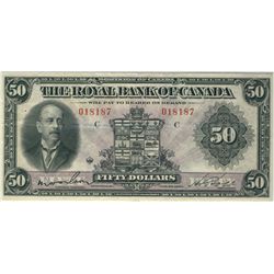 The Royal Bank 1927 $50 #018187 CH-630-14-16 PMG EF45, bright and very clean. Tied with only one oth