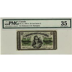 1870 25¢ DC-1a PMG VF35. Scarce letter A example. Bright and attractive example.