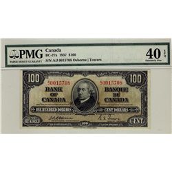 1937 $100 BC-27a A/J0015708 PMG EF40EPQ A nice presentable example.