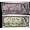 Image 1 : 1954 $10 BC-32b & $20 BC-33a.  Lot of 2 notes EF to AU.