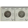 Image 1 : 1892 25¢ & 1900.  Lot of 2 coins Abt VF.  (PBA)