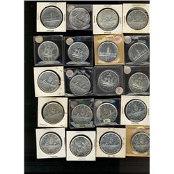 1936 to 1982 $1 Lot.  Includes 72 ,800 Silv & 3 .500 Silv issues.  80+ pcs in all.