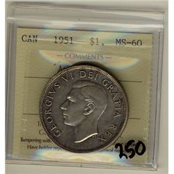 1951 $1 Arnp ICCS MS60.