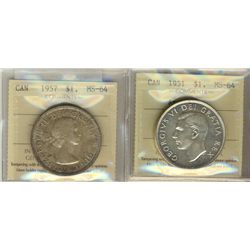 1951 Arnp & 1957 $1 ICCS MS64. Two lightly toned examples.