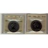 Image 1 : 1968 $1 No Isl & 1977 Obv 2, Rev 2 ICCS MS65.  Lotof 2 coins.